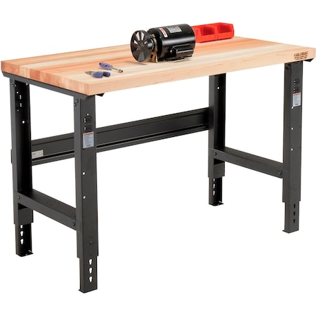 Global Industrial Adjustable Height Workbench, 48 x 30in, Maple Square Edge, Black 319076